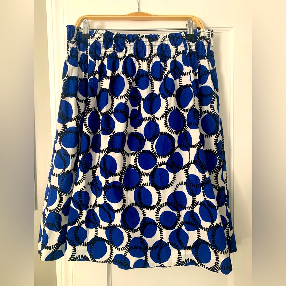 Kate Spade Blaire Stamped Polka Dot Skirt 12 A-line Full Smocked Waist EUC!